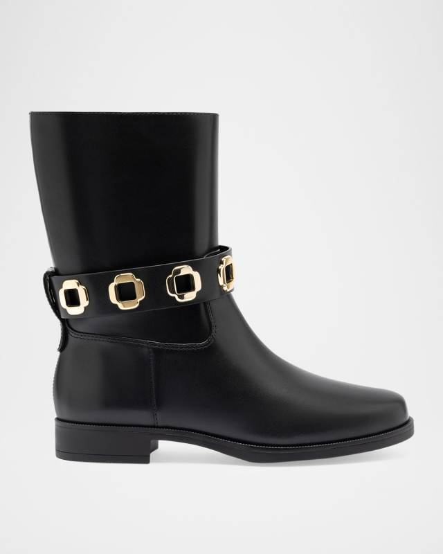 Milan Leather Ankle-Strap Booties